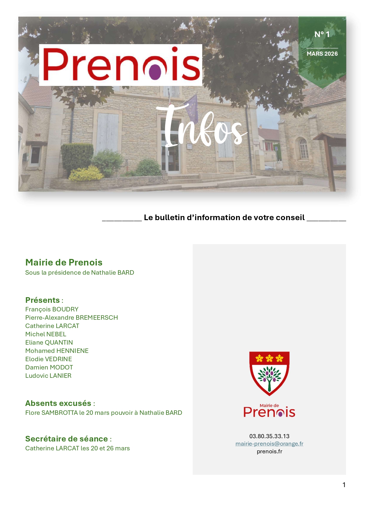 Prenois Infos mars 2026