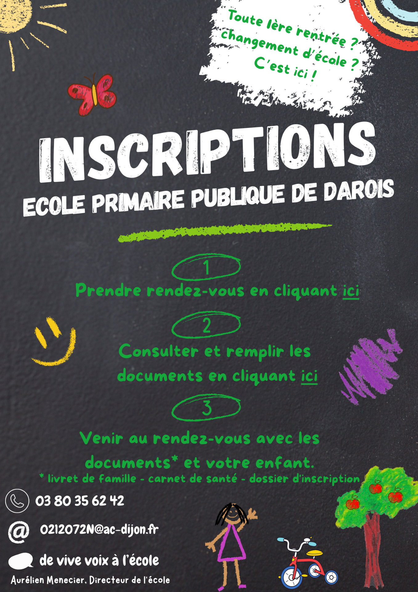 inscriptions 2025 école Darois