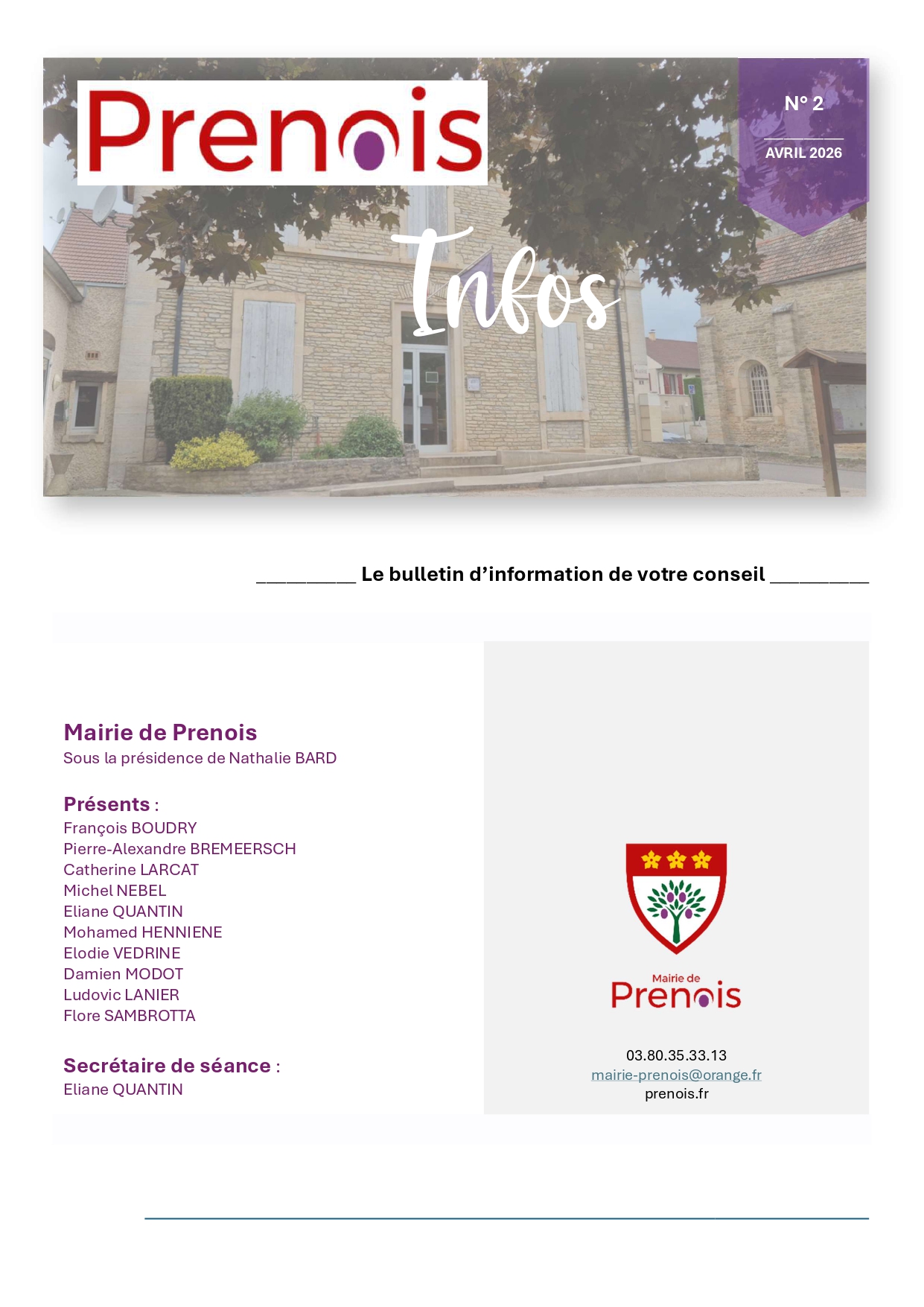 Prenois infos avril 2026